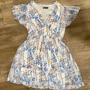 Spring Blue and White Flowered Dress